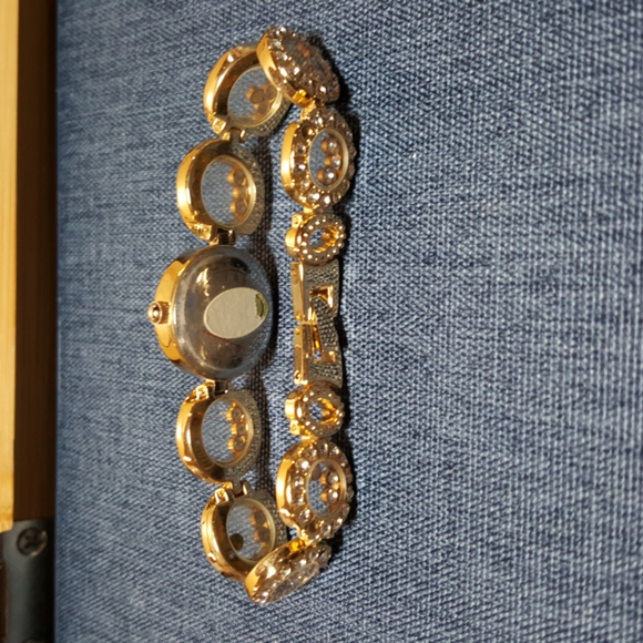 POV Bracelet Watch in Gold with clear crystals. main image 6
